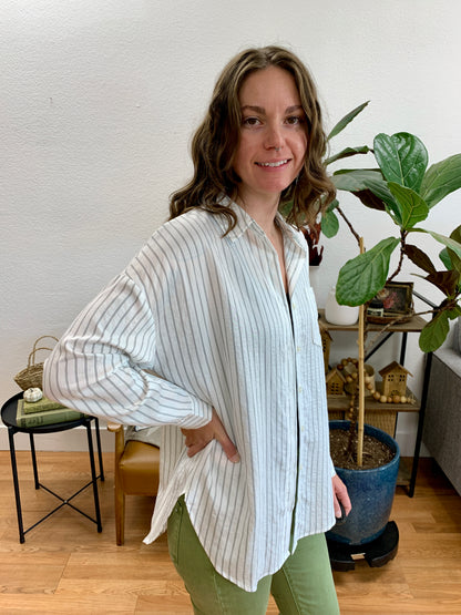 Ivory Striped Long Sleeve Shirt