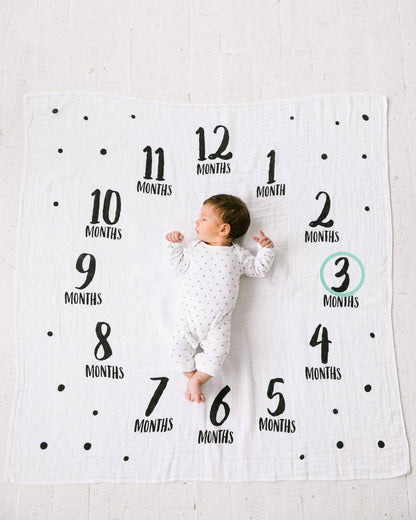 Watch Me Grow Milestone Blanket, Black & White