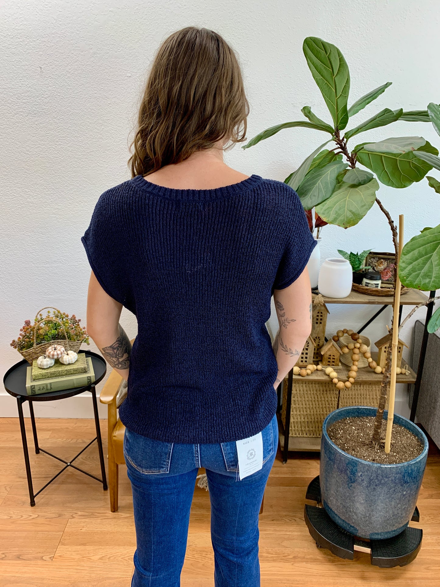 Navy Relaxed Knit Top