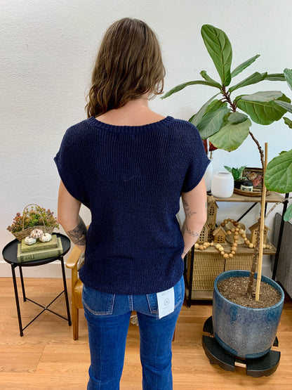 Navy Relaxed Knit Top