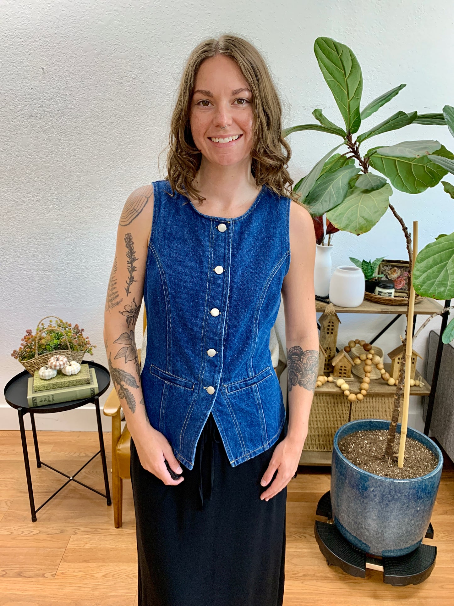 Dark Denim Crew Neck Vest