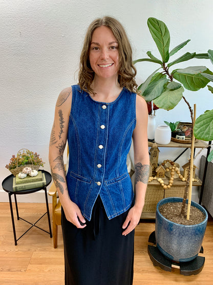 Dark Denim Crew Neck Vest