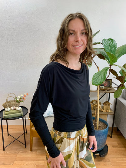 Black Dolman Long Sleeve Top