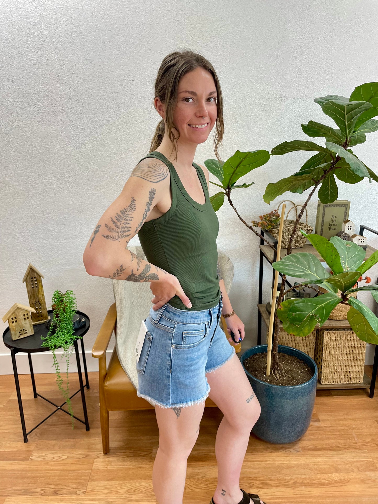Mica Bismarck Raw Hem Shorts