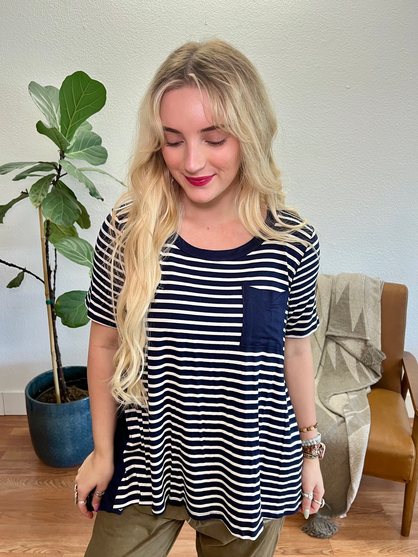 Navy Stripe Pocket Tee