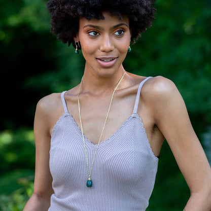 Gold-Plated Aventurine Teardrop Necklace