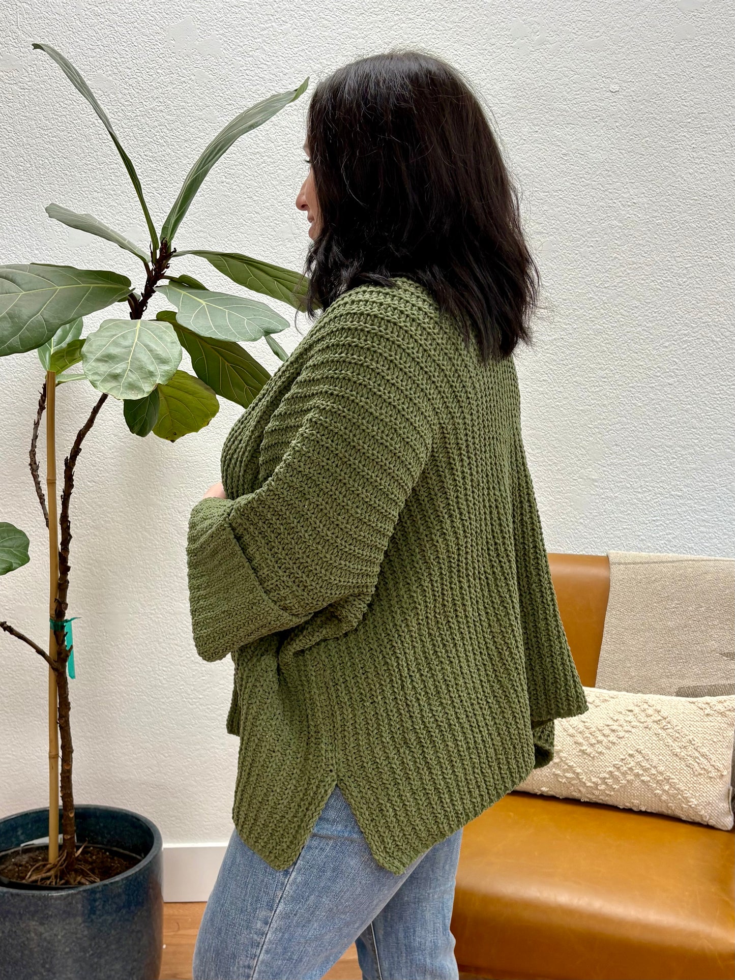 Light Olive Oversized Cardigan