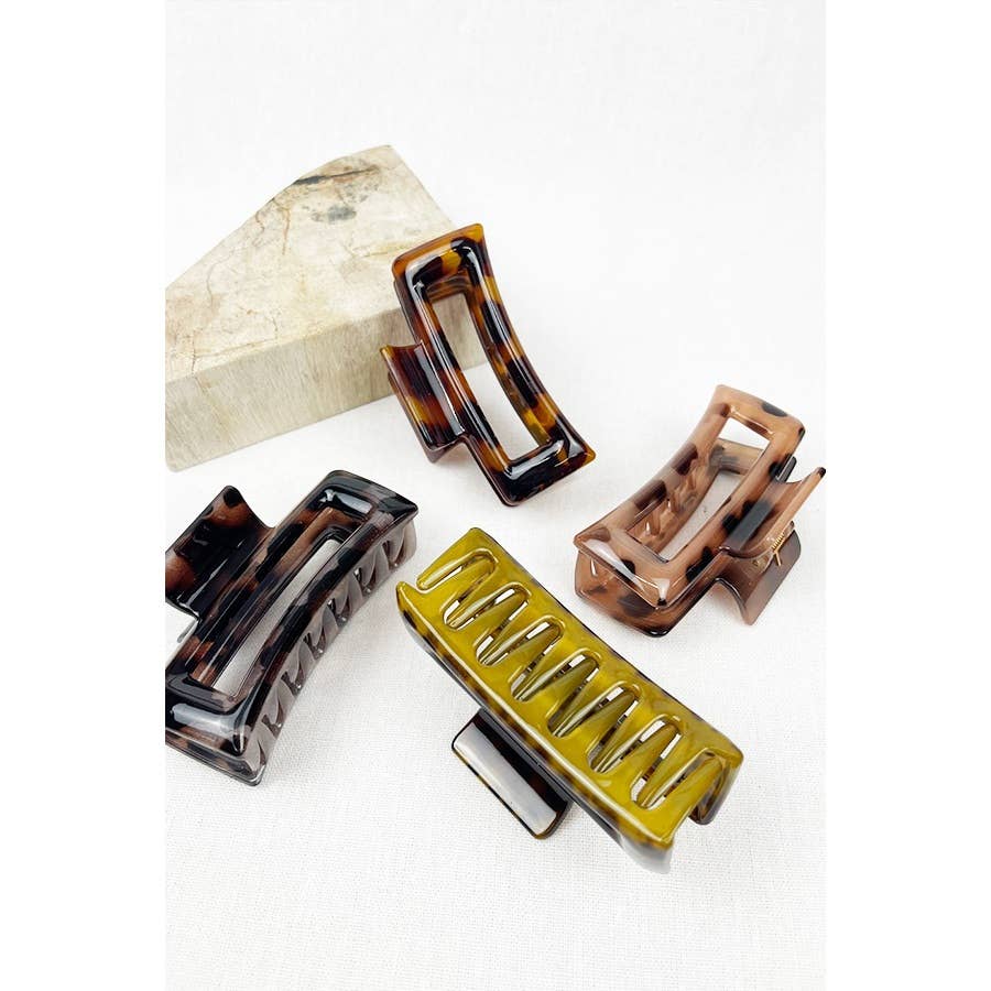 Leopard Cut Out Rectangle Hair Clips