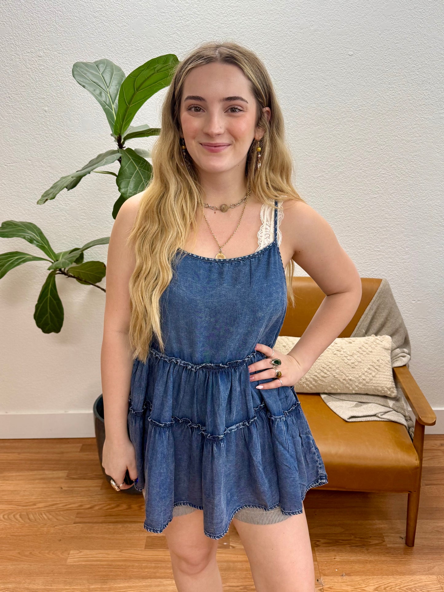 Blue Denim Chambray Tunic Tank