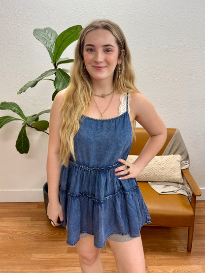 Blue Denim Chambray Tunic Tank