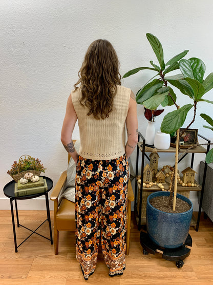 Black Floral Pants