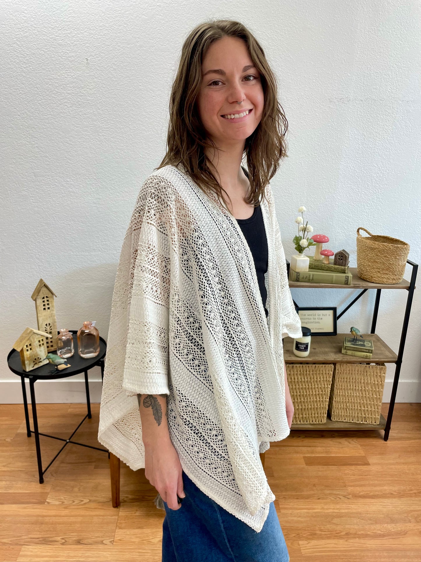 White Embroidered Duster - Terra Cottage