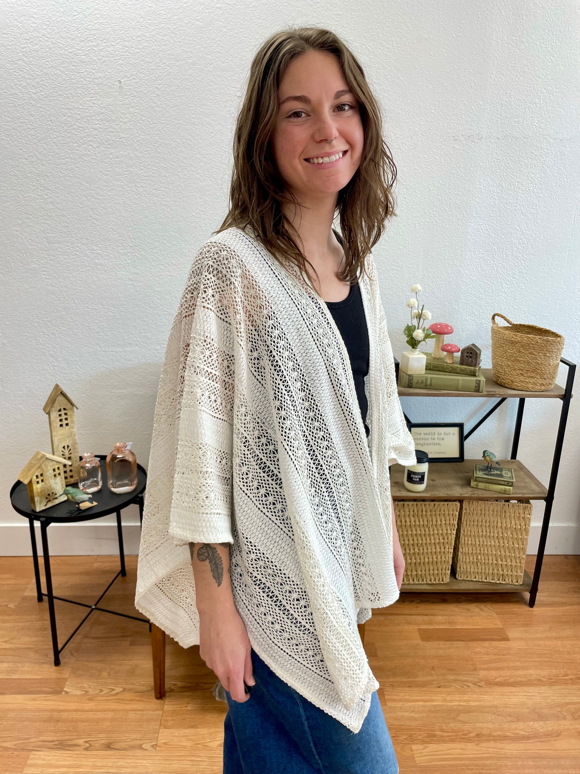 White Embroidered Duster - Terra Cottage