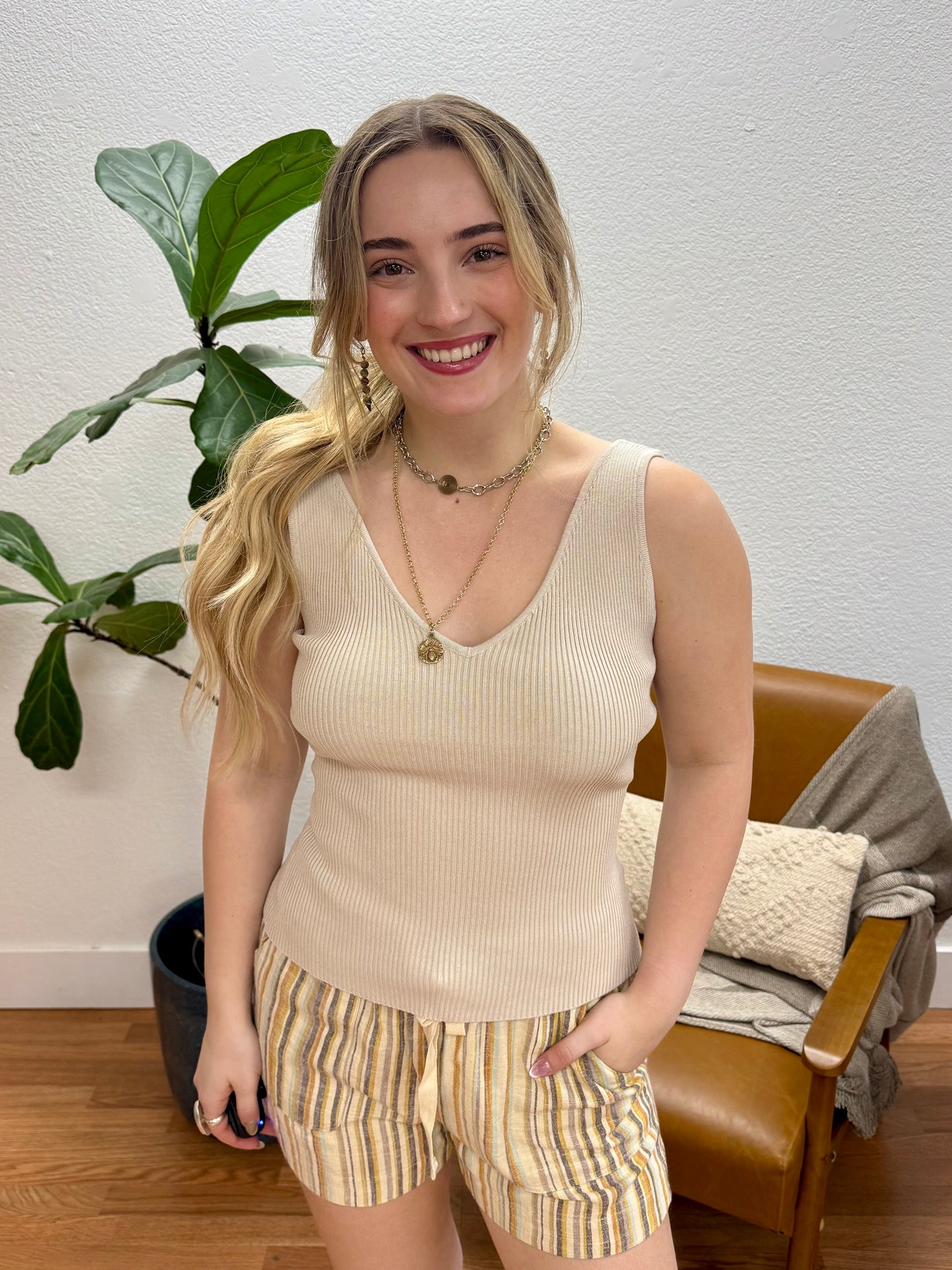 Multi Striped Linen Shorts