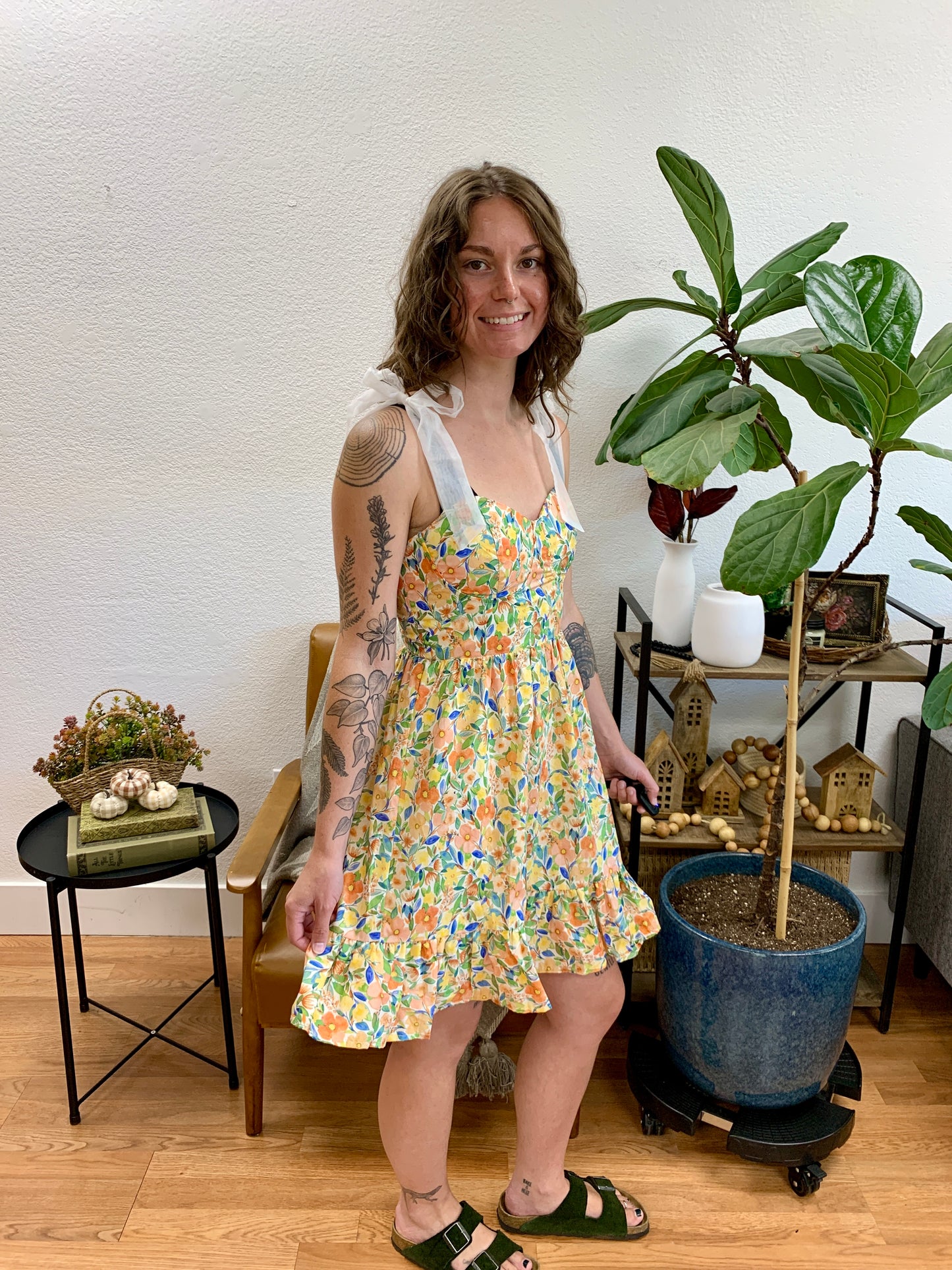Orange Floral Mini Dress