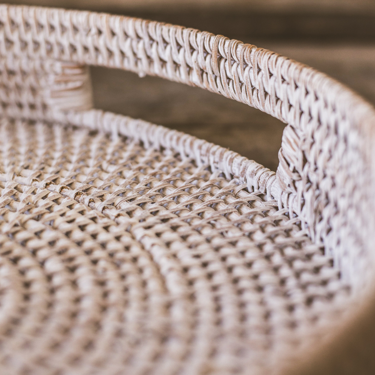 Round Rattan Decorative Tray