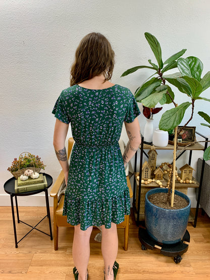 Dark Green Ditsy Mini Dress