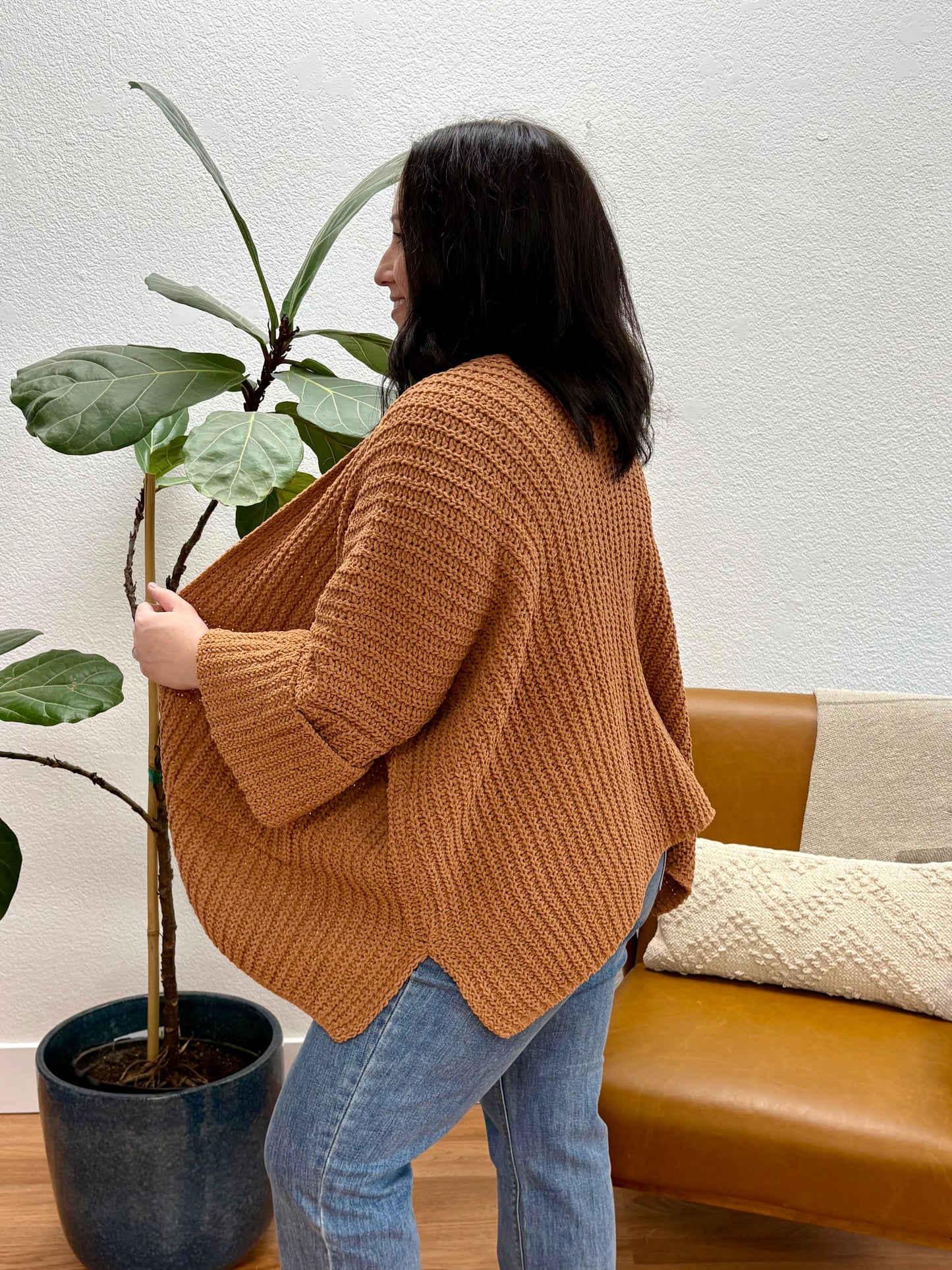 Deep Camel Oversized Cardigan