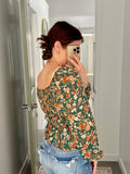 Hunter Green Fall Florals Blouse