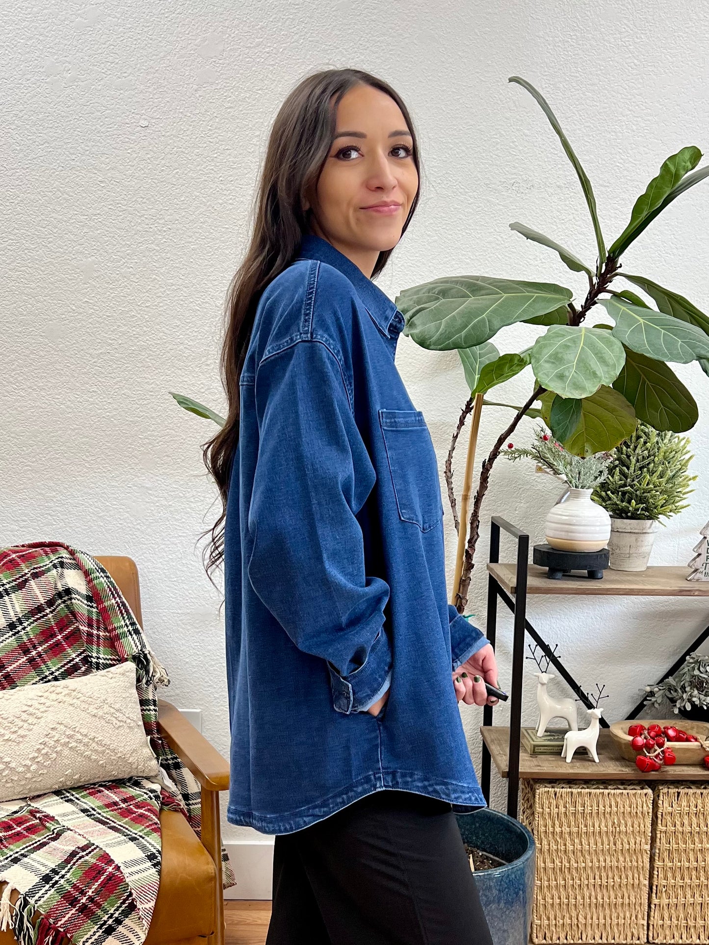 Dark Relaxed Fit Denim Shacket