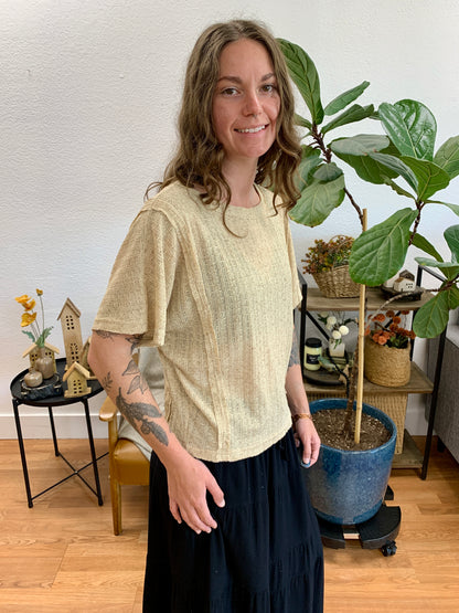 Khaki Dolman Textured Knit Top