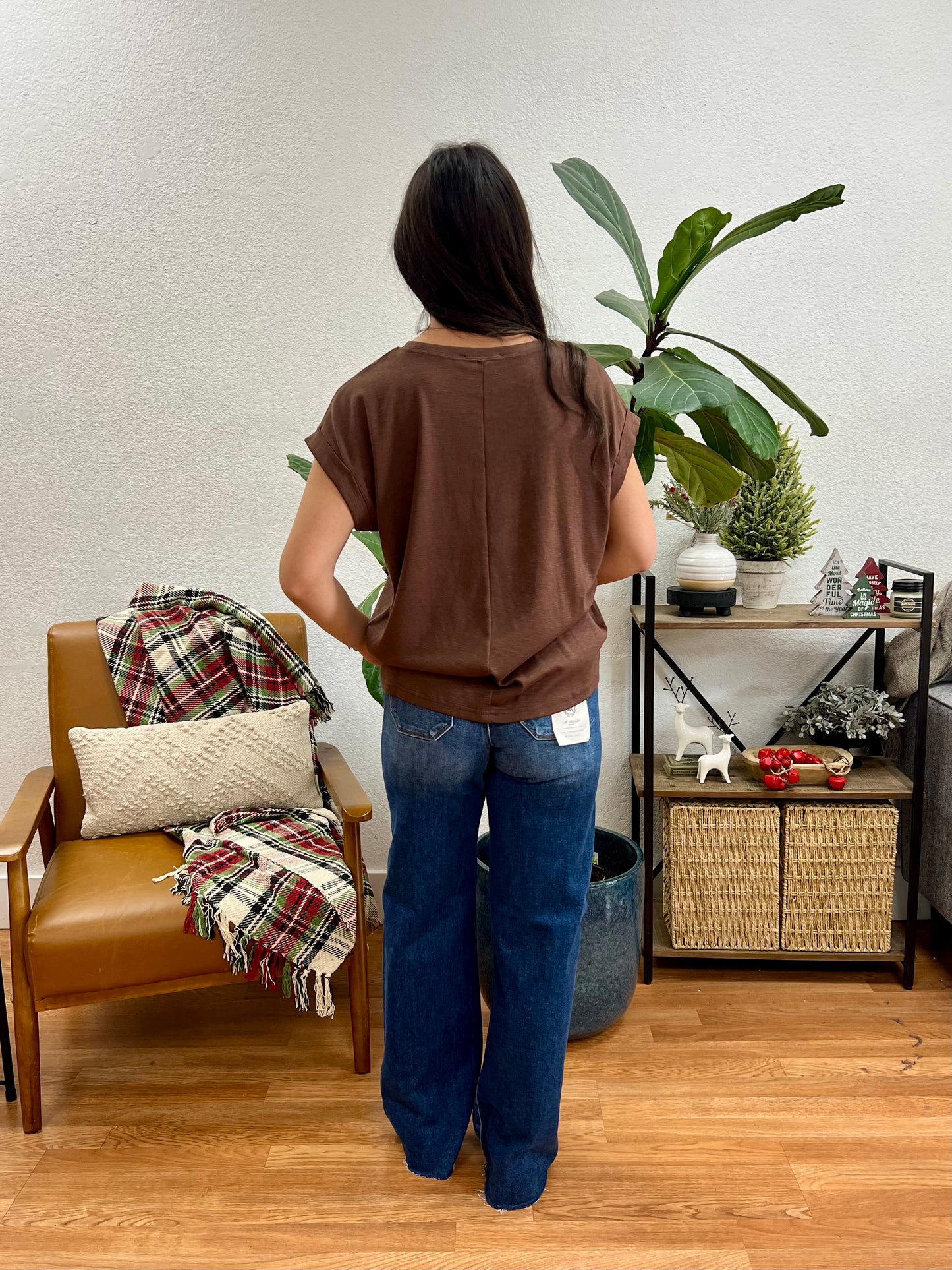 RISEN Wide Leg Jeans With Front Patch Pocket