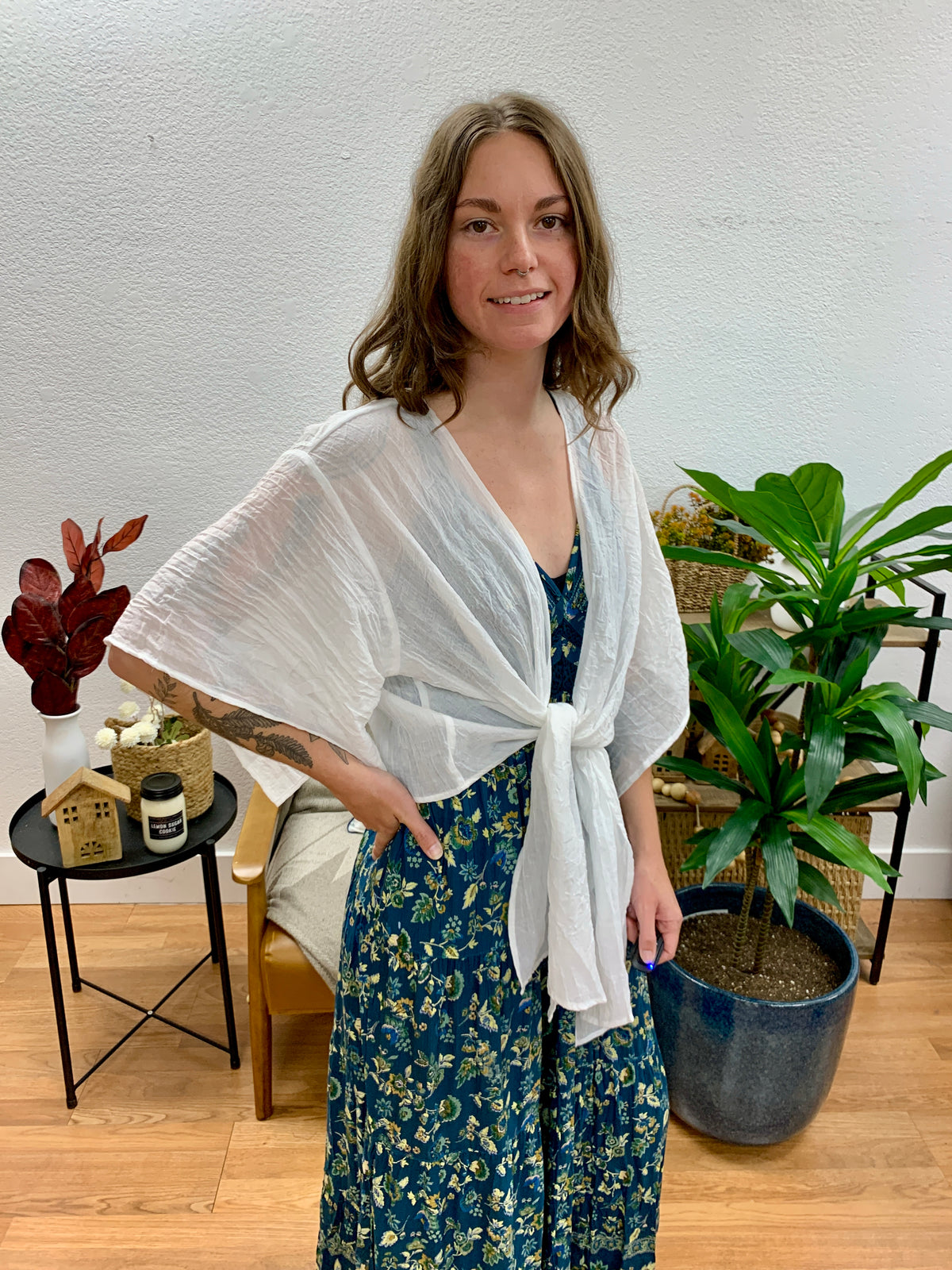 Off White Linen Blend Cardigan