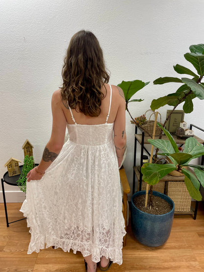 Ivory Hanky Hem Lace Dress