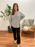 Grey 3/4 Sleeve Relaxed Tunic Top