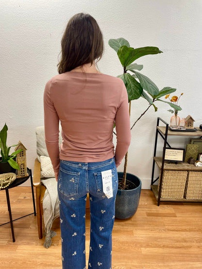 Mauve Boat Neck Layering Tee