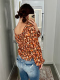 Brown Fall Florals Blouse
