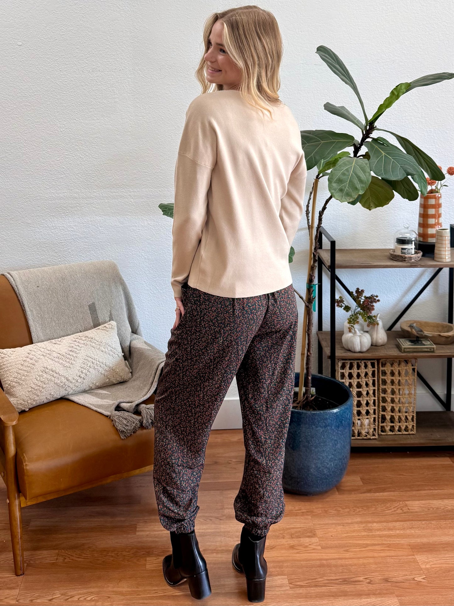 Hunter Green Floral Jogger Pants