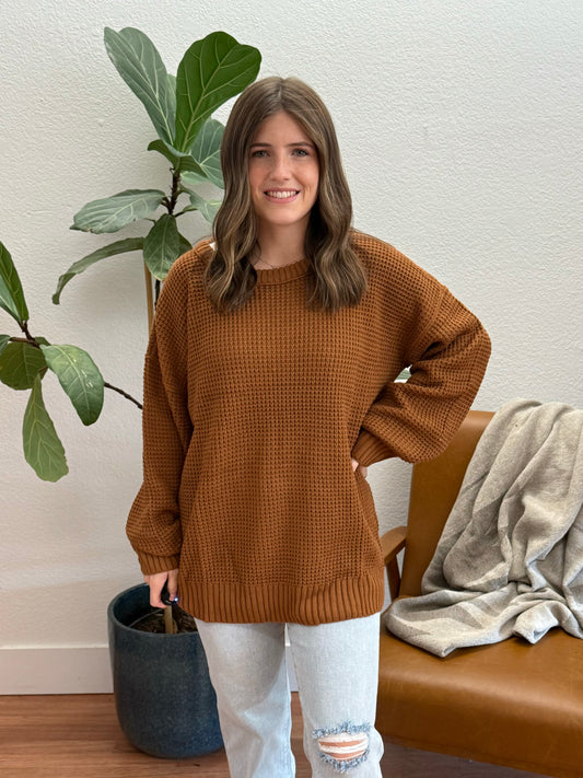 Camel Cable Knit Sweater