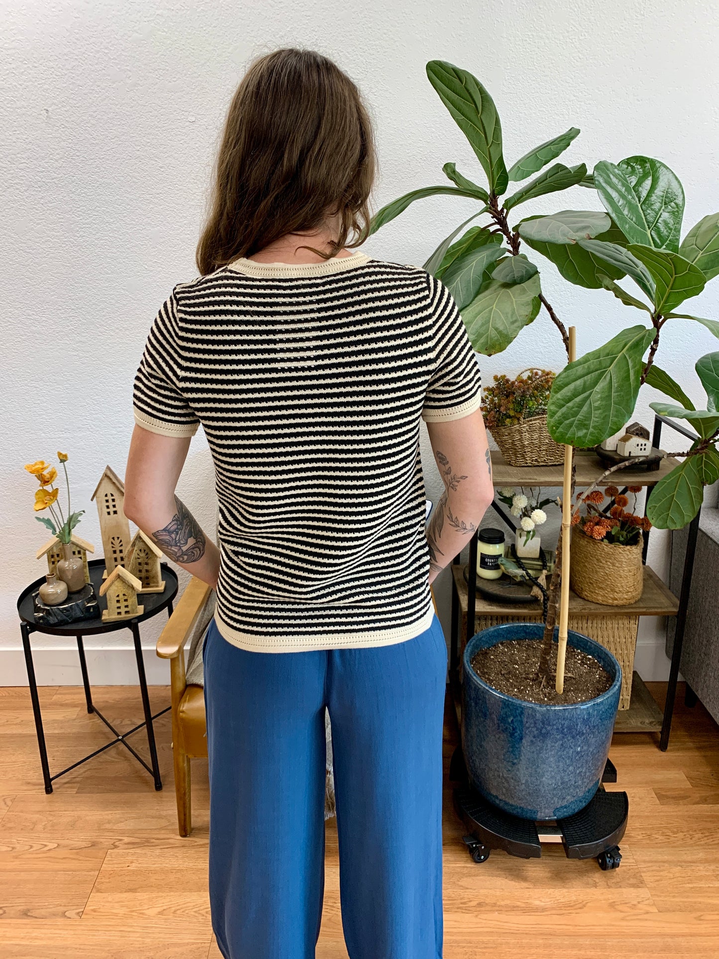 Colorblock Short Sleeve Knit Top