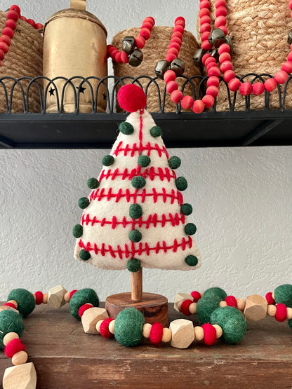 Handmade Wool Felt Tree w/ Embroidery