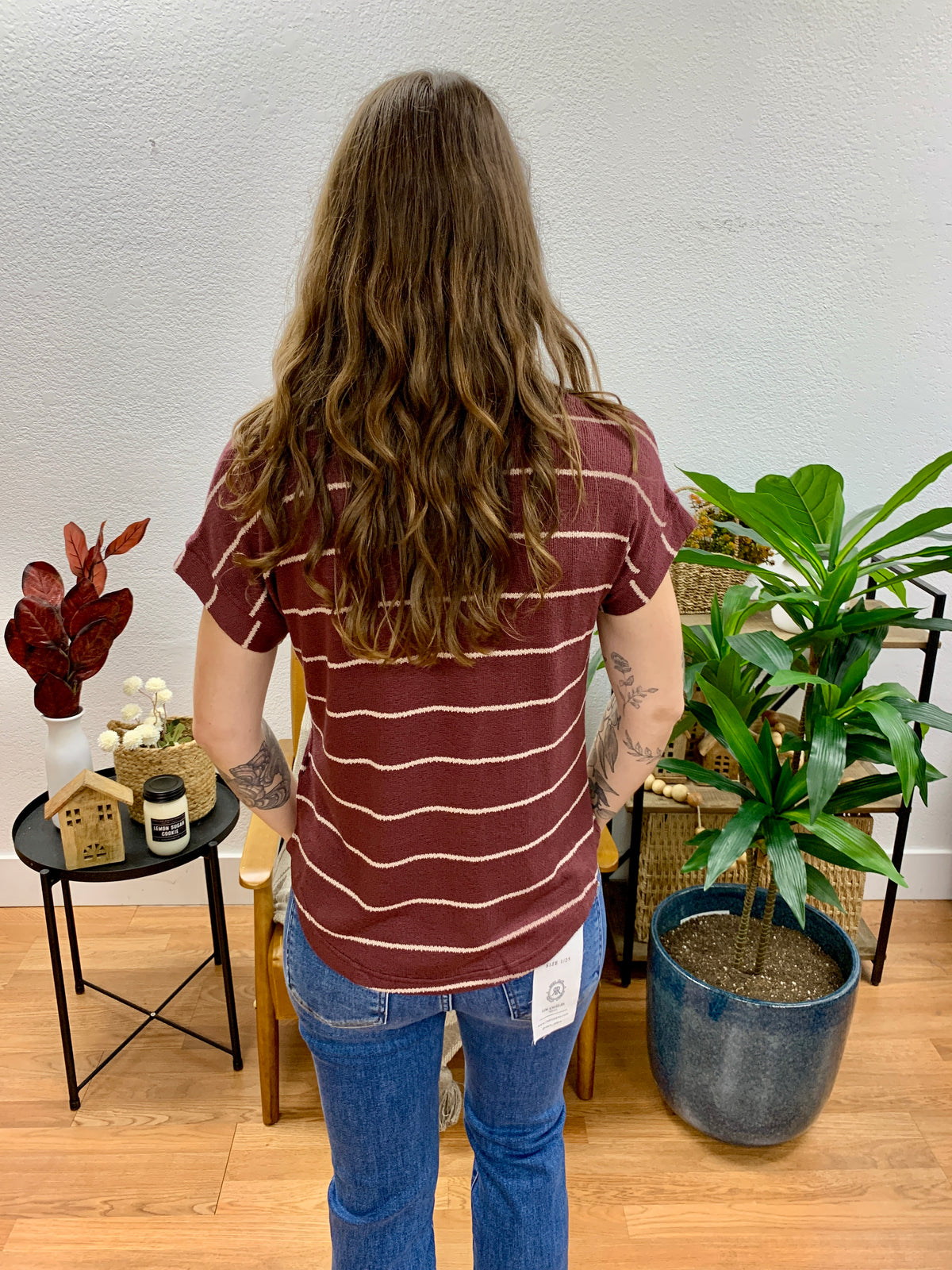 Burgundy Stripe Knit Top