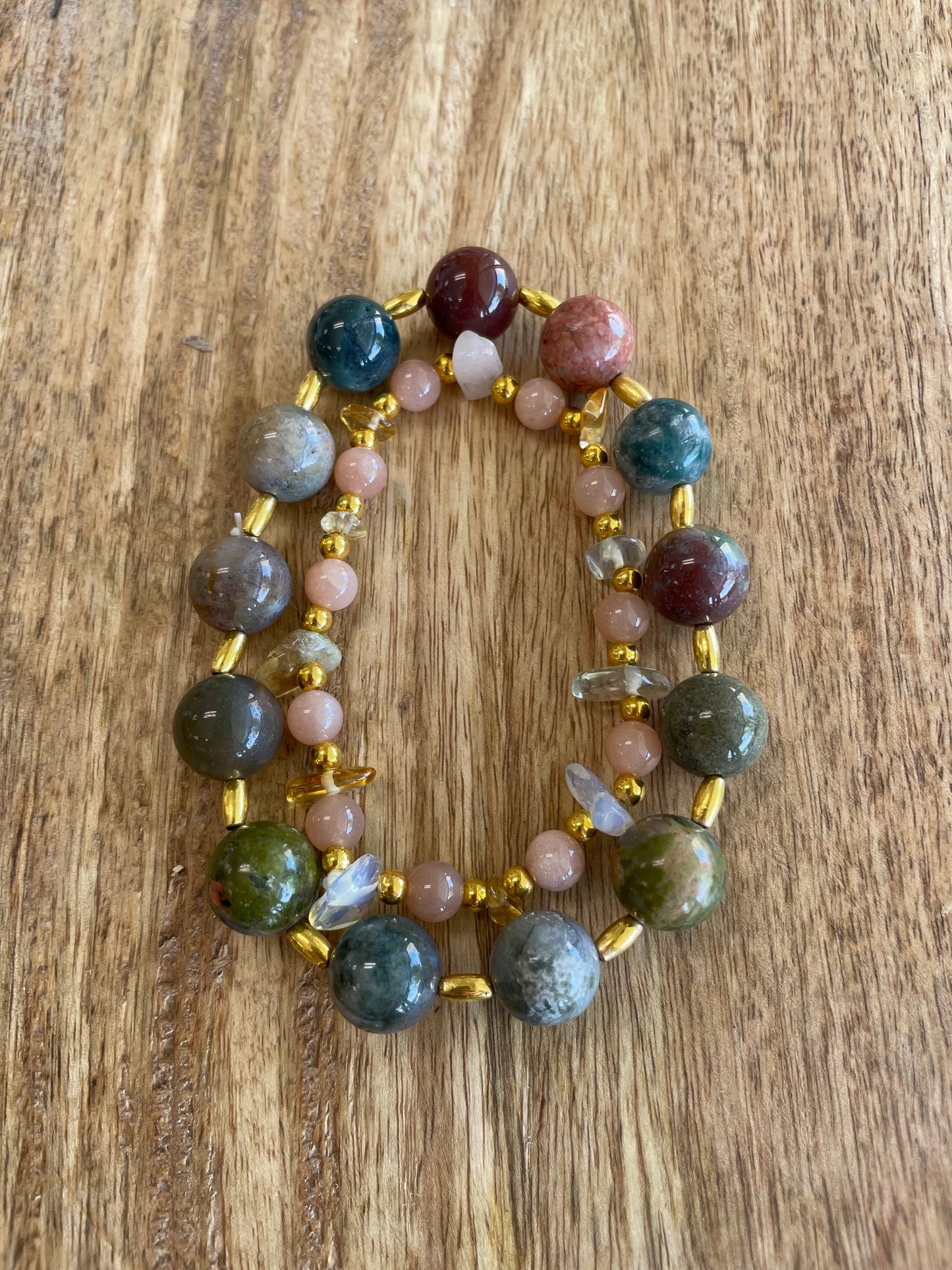 Handmade Chunky Gemstone Bracelet Set - Terra Cottage