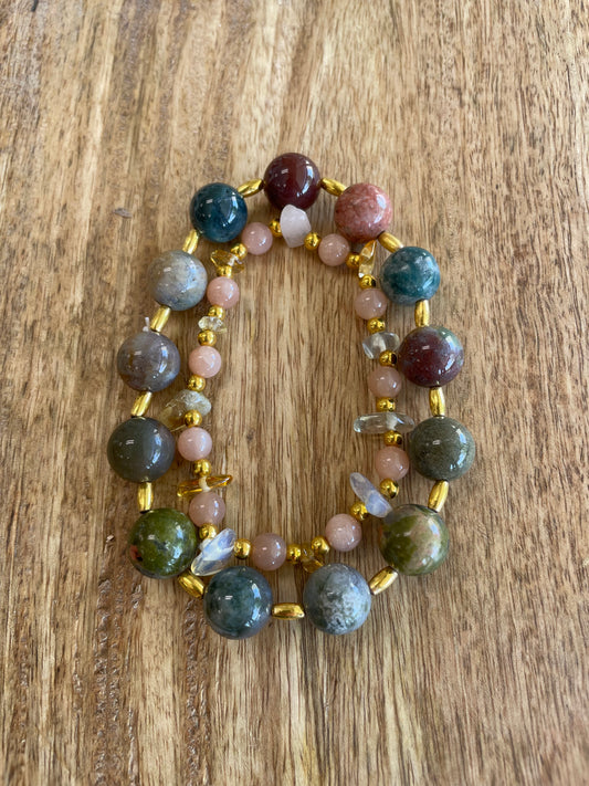 Handmade Chunky Gemstone Bracelet Set - Terra Cottage