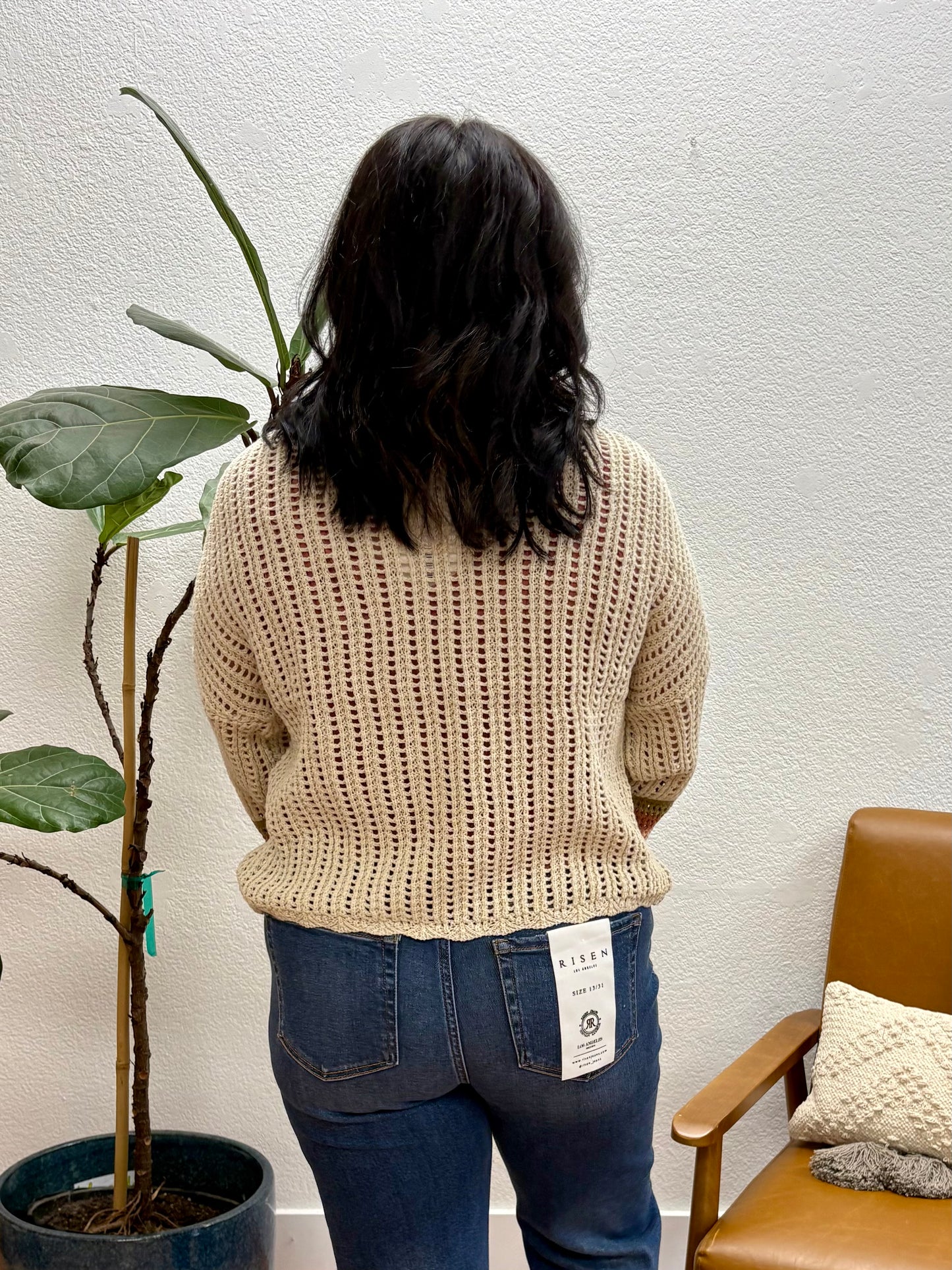 Oatmeal Color Block Sweater Cardigan