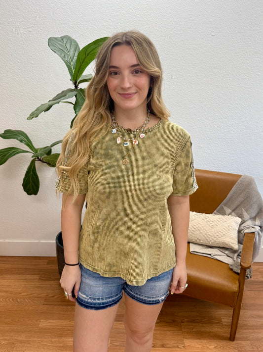 Vintage Olive Washed Thermal Top