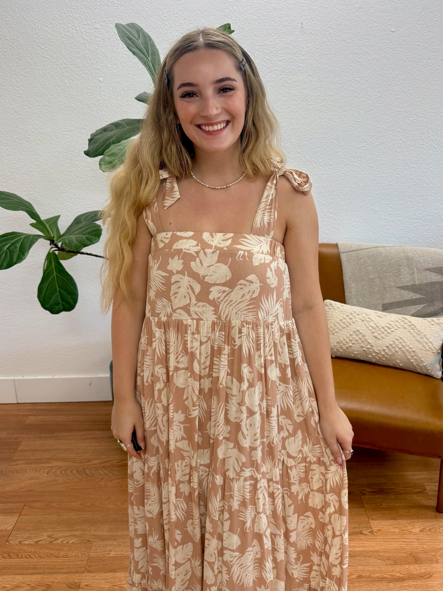 Mauve Square Neck Floral Maxi Dress