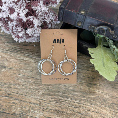 Silver Plated Layered Circle Earrings