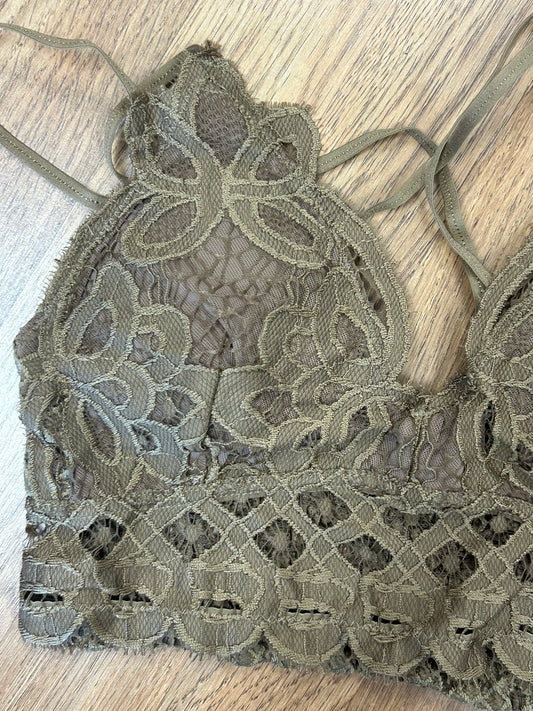 Taupe Crochet Longline Bralette