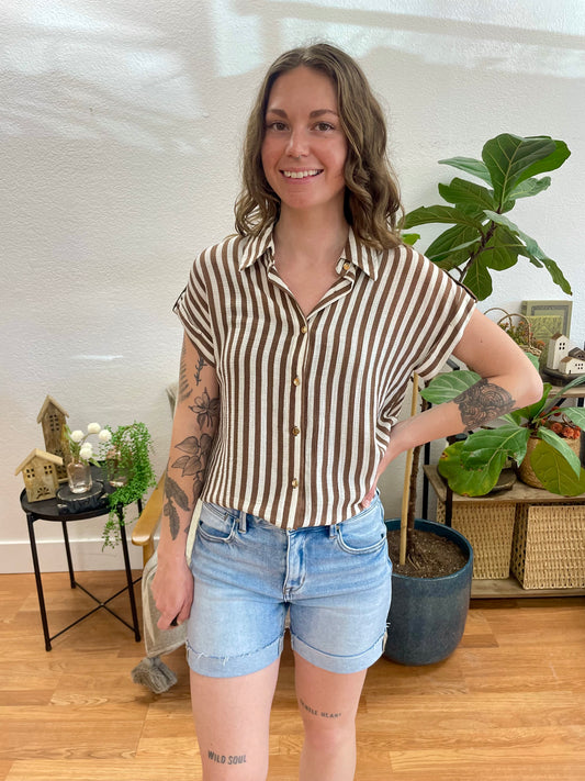 RISEN Light Wash Cuffed Shorts