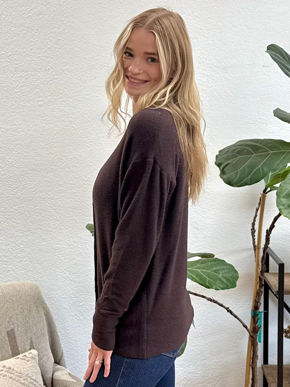 Brown Center Seam Cozy Sweater