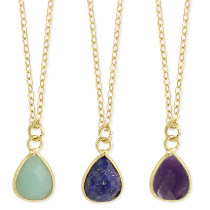 Delicate Drops Stone Teardrop Necklace