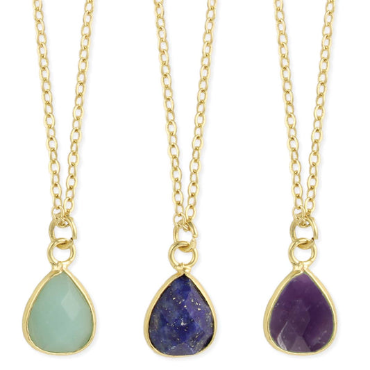Delicate Drops Stone Teardrop Necklace