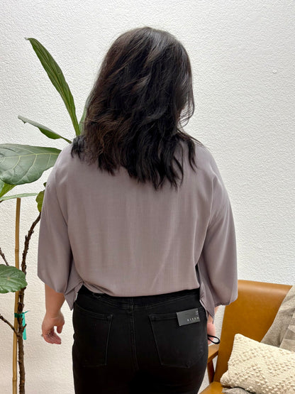 Graphite Tie Front Lightweight Layer