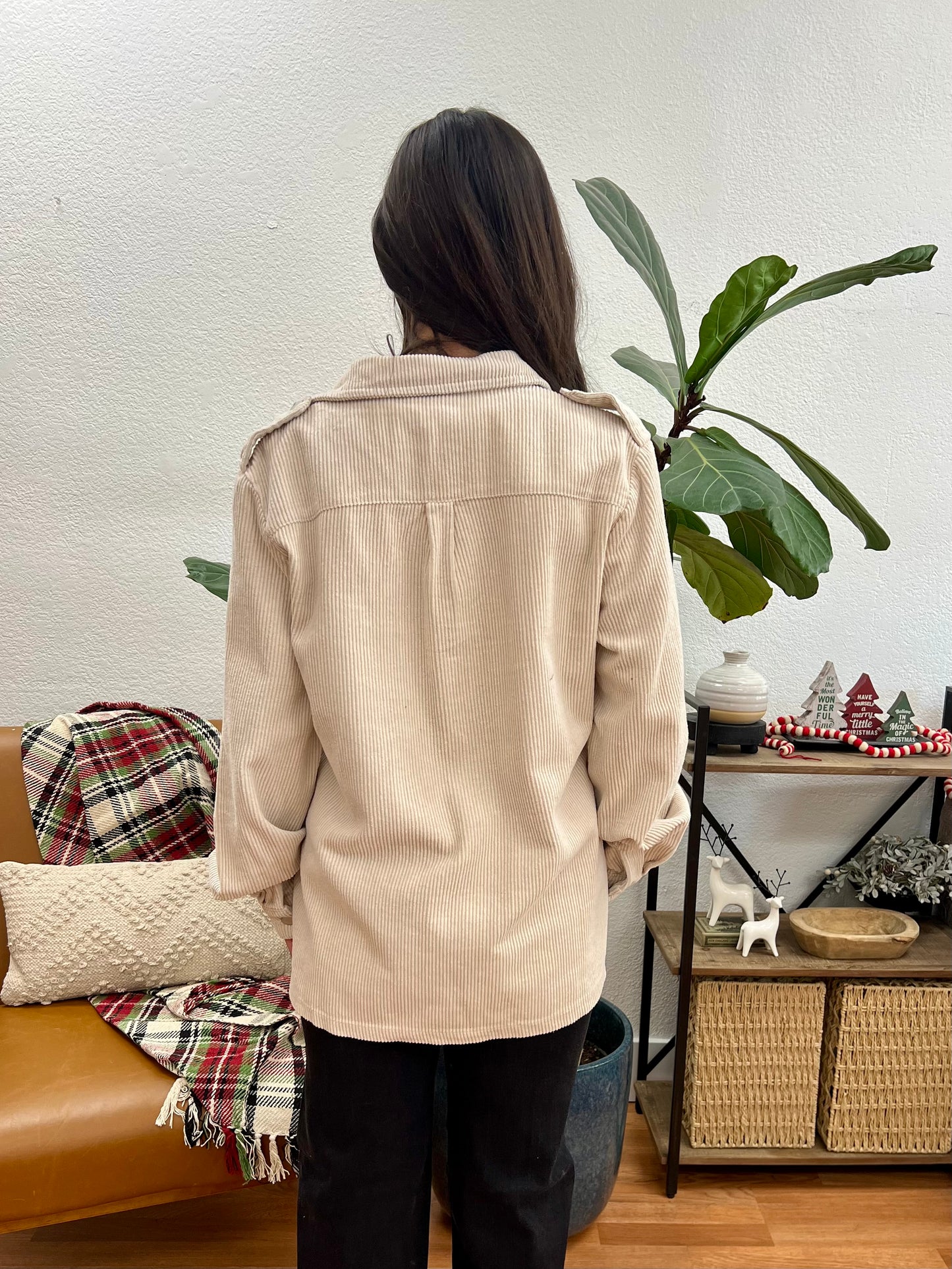 Oatmeal Corduroy Shacket