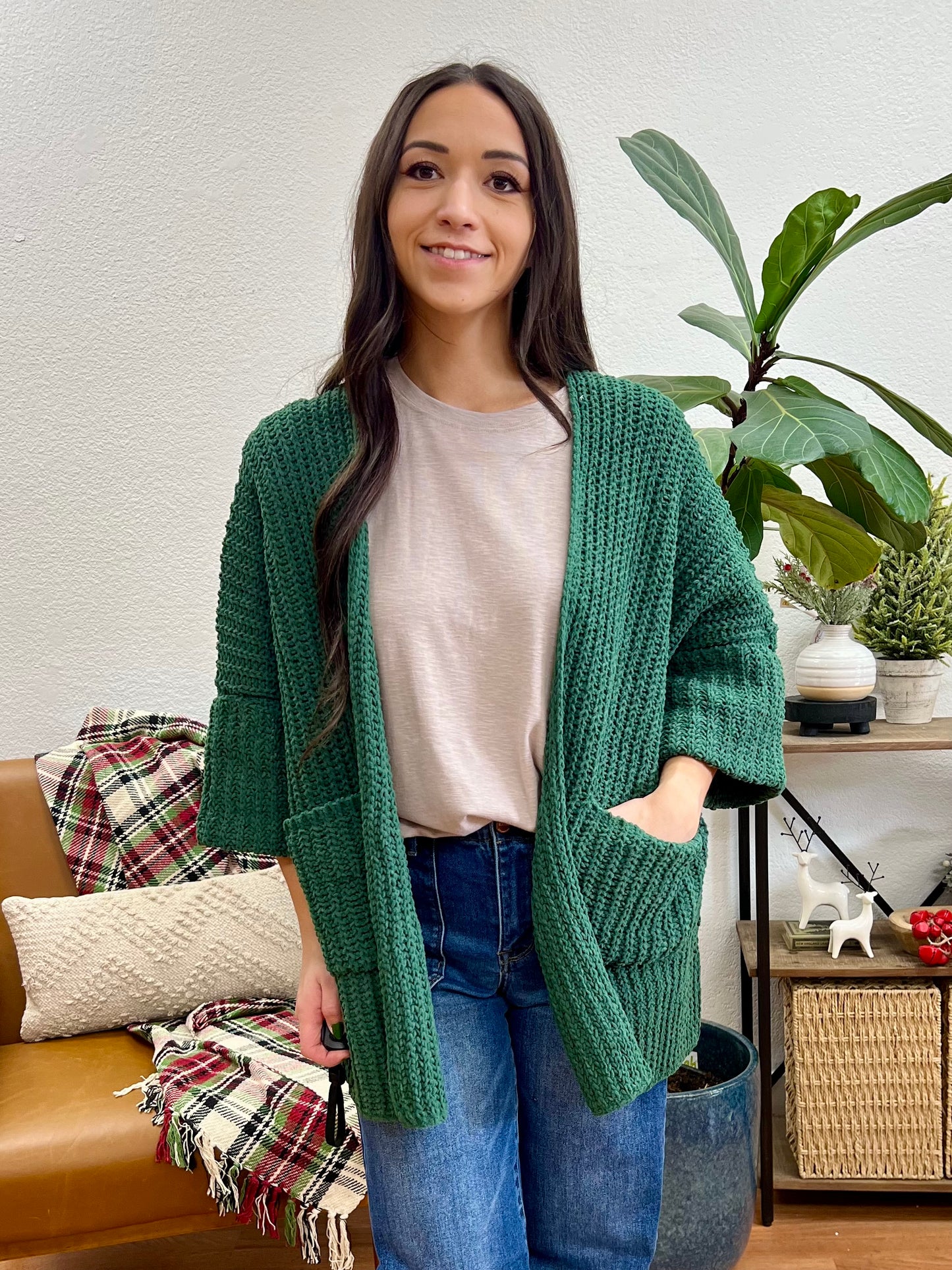 Dark Green Chunky Cardigan